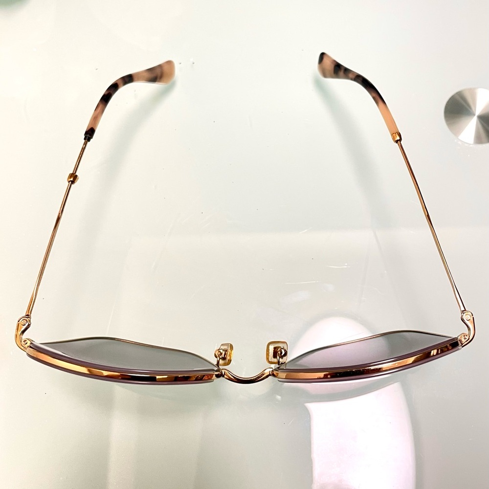 Miu Miu Gold & tortoise Purplish gray Sunglasse Square aviator Frames with case - Picture 8 of 17
